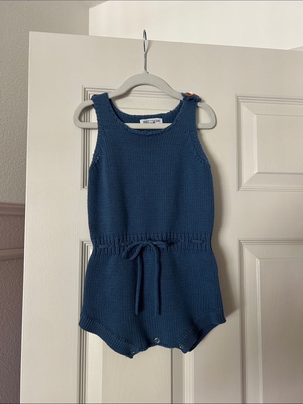 Minouche Denim Blue Knit Sleeveless Romper 100% cotton